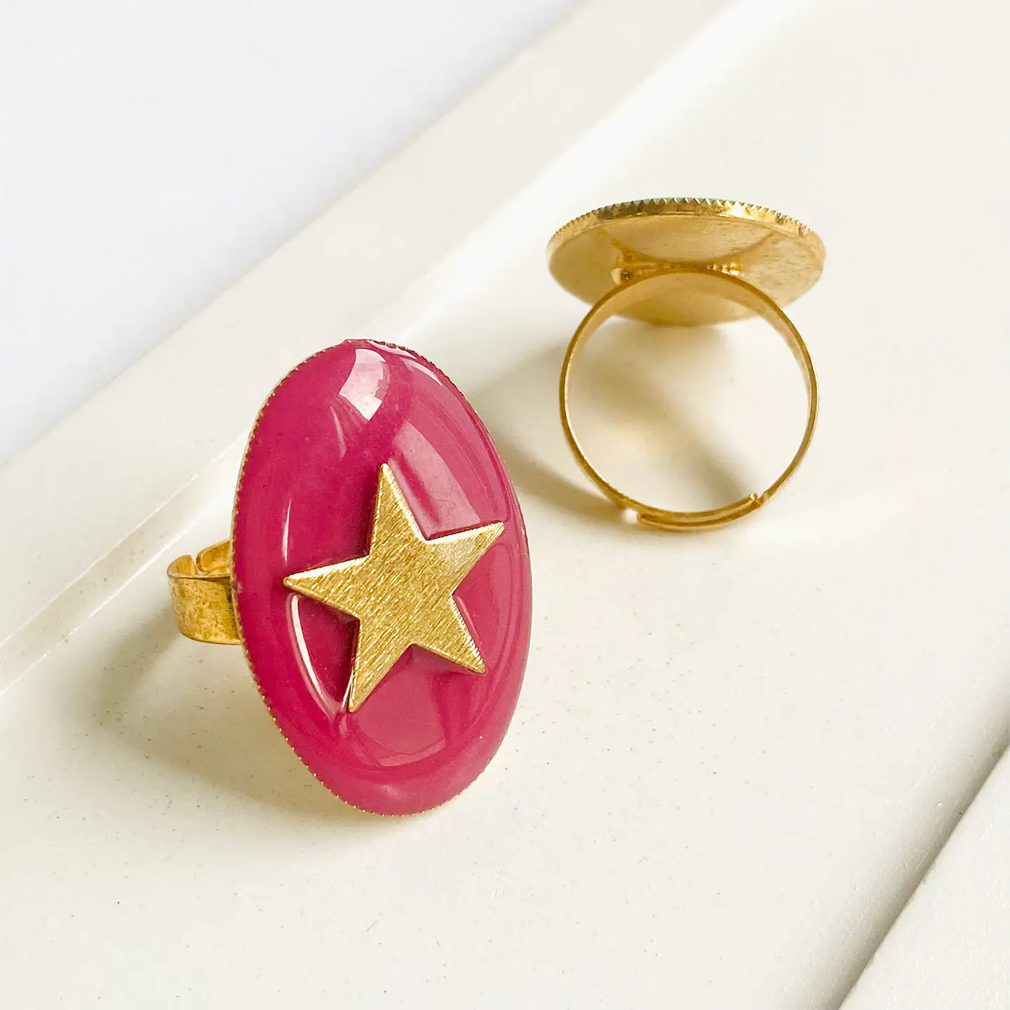 Anillo Ovalado Estrella • Baño de Oro 4