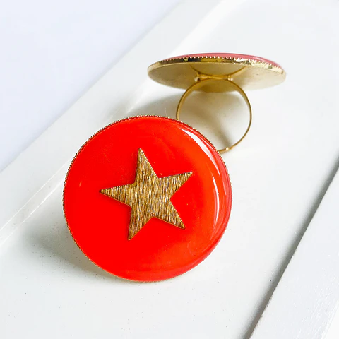 Anillo Redondo Estrella • Baño de Oro