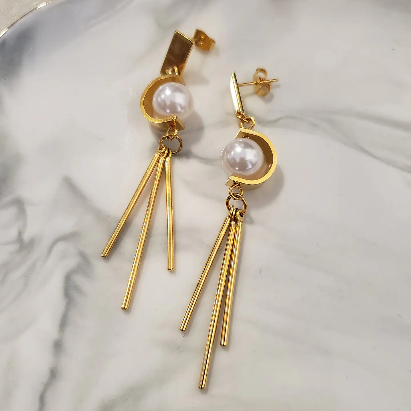 Aretes Aro Medio • Baño de Oro • 10x76 mm 2