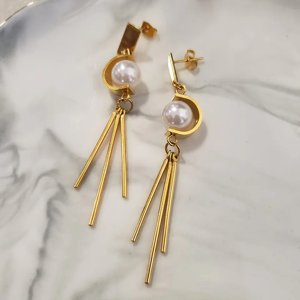 Aretes Aro Medio • Baño de Oro • 10x76 mm 2