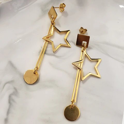 Arete Estrella • Baño de Oro • 21x52 mm