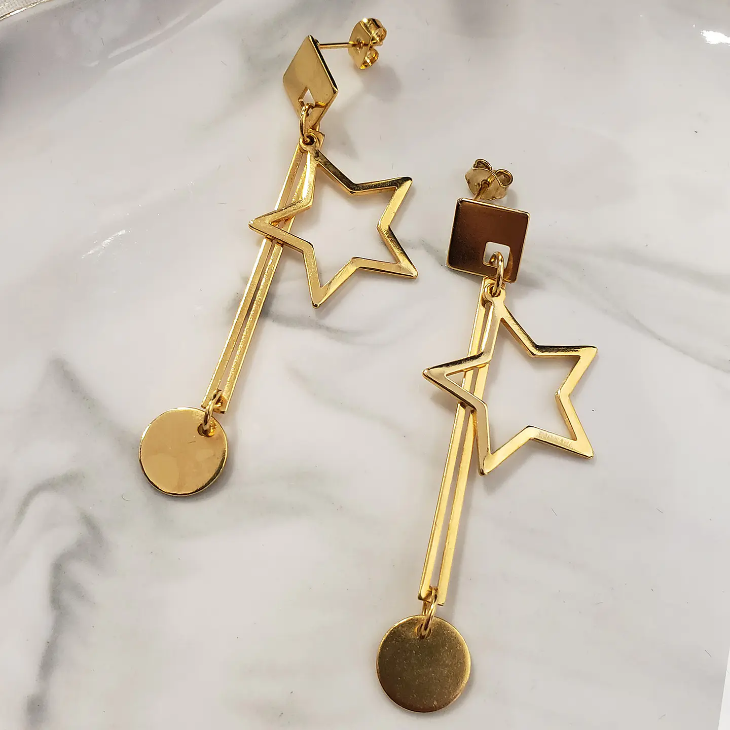 Arete Estrella • Baño de Oro • 21x52 mm 2