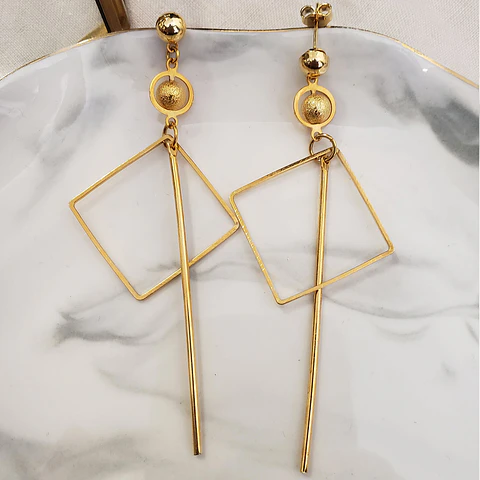 Arete Rombo • Baño de Oro • 33x80 mm
