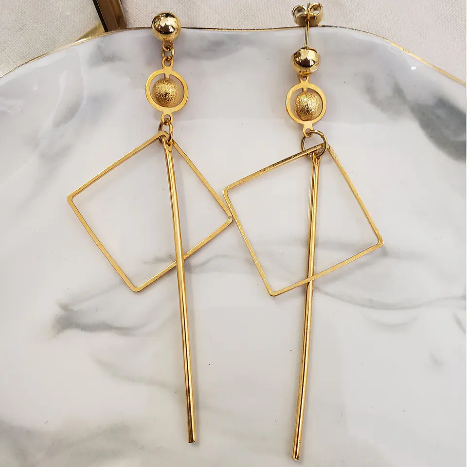 Arete Rombo • Baño de Oro • 33x80 mm 1