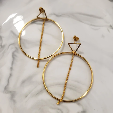 Aretes Aro Grande • Baño de Oro • 45x55 mm