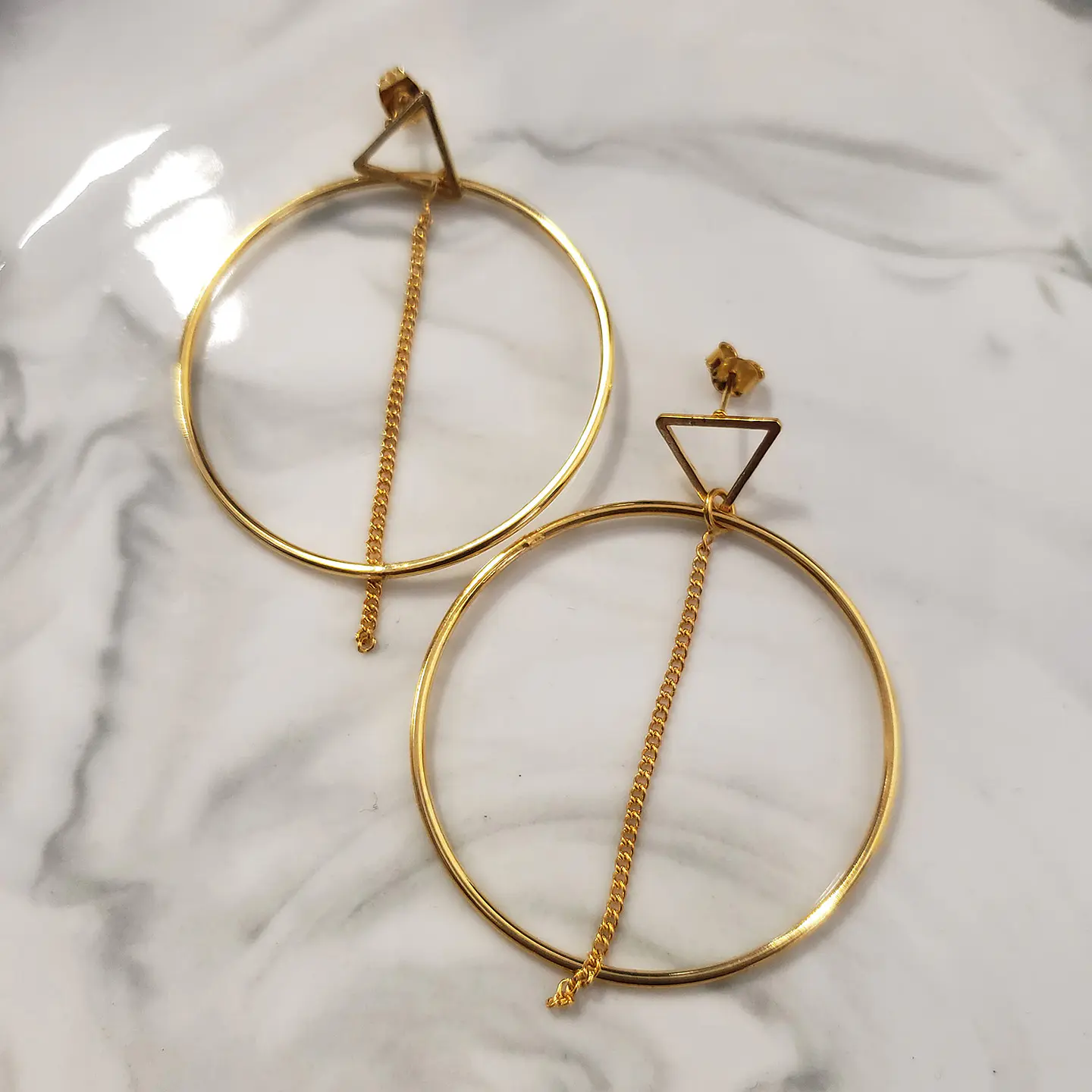 Aretes Aro Grande • Baño de Oro • 45x55 mm 1