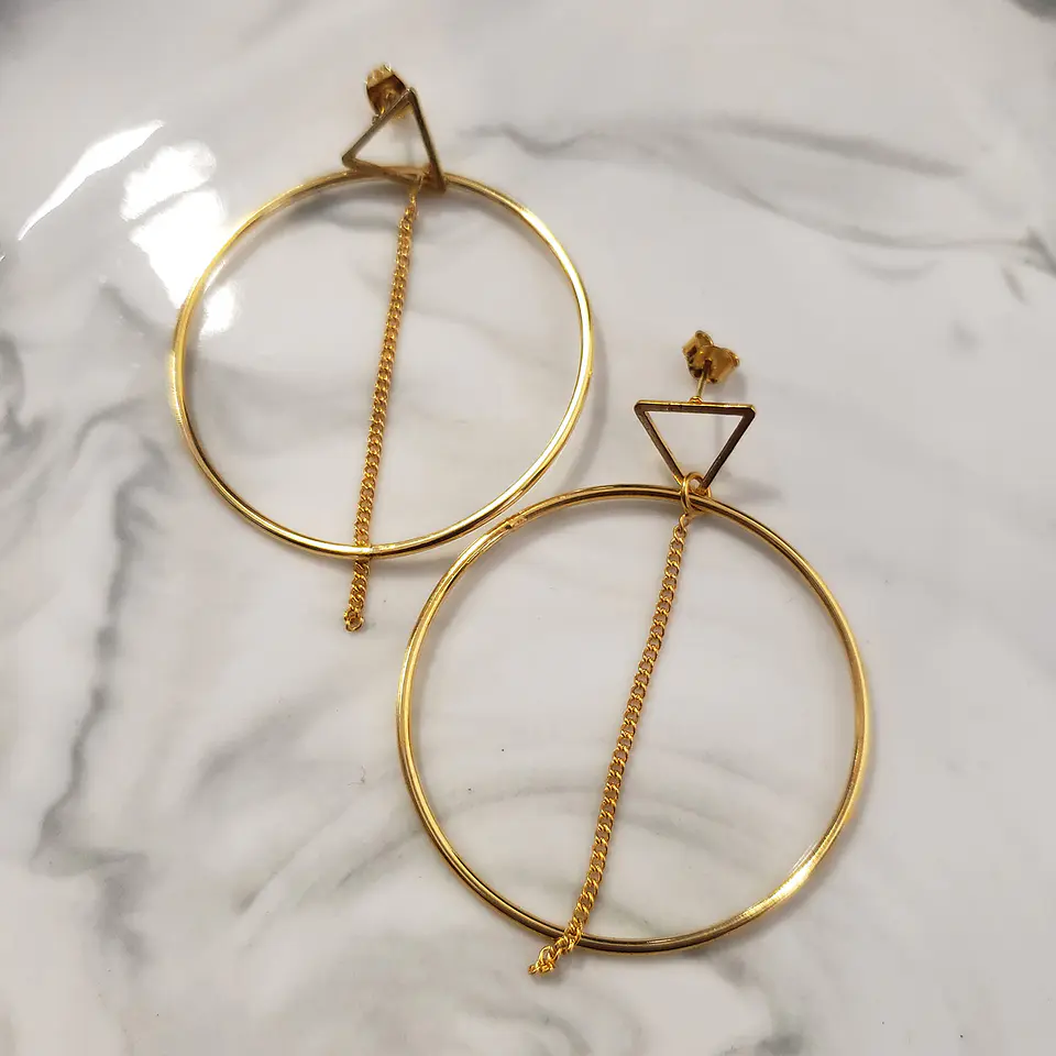 Aretes Aro Grande • Baño de Oro • 45x55 mm 1