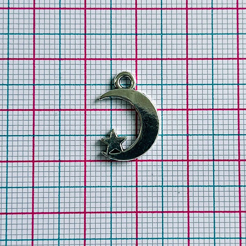 Dije Media Luna con Estrella • Zamak • 13x13 mm