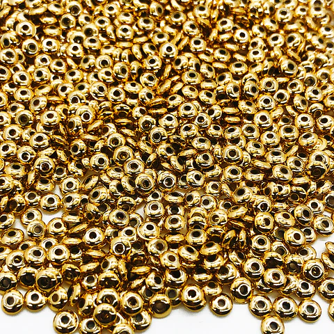 Separador Lenteja Lisa • Baño de Oro • 5x5 mm