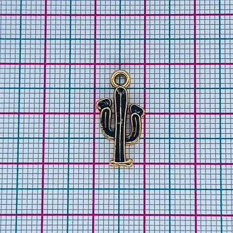 Dije Cactus • Baño de Oro • Resina • 10x20 mm