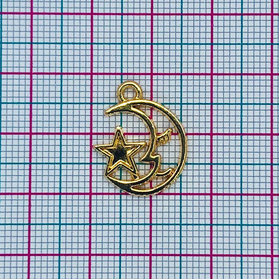 Dije Media Luna con Estrella • Baño de Oro • 15x20 mm 2