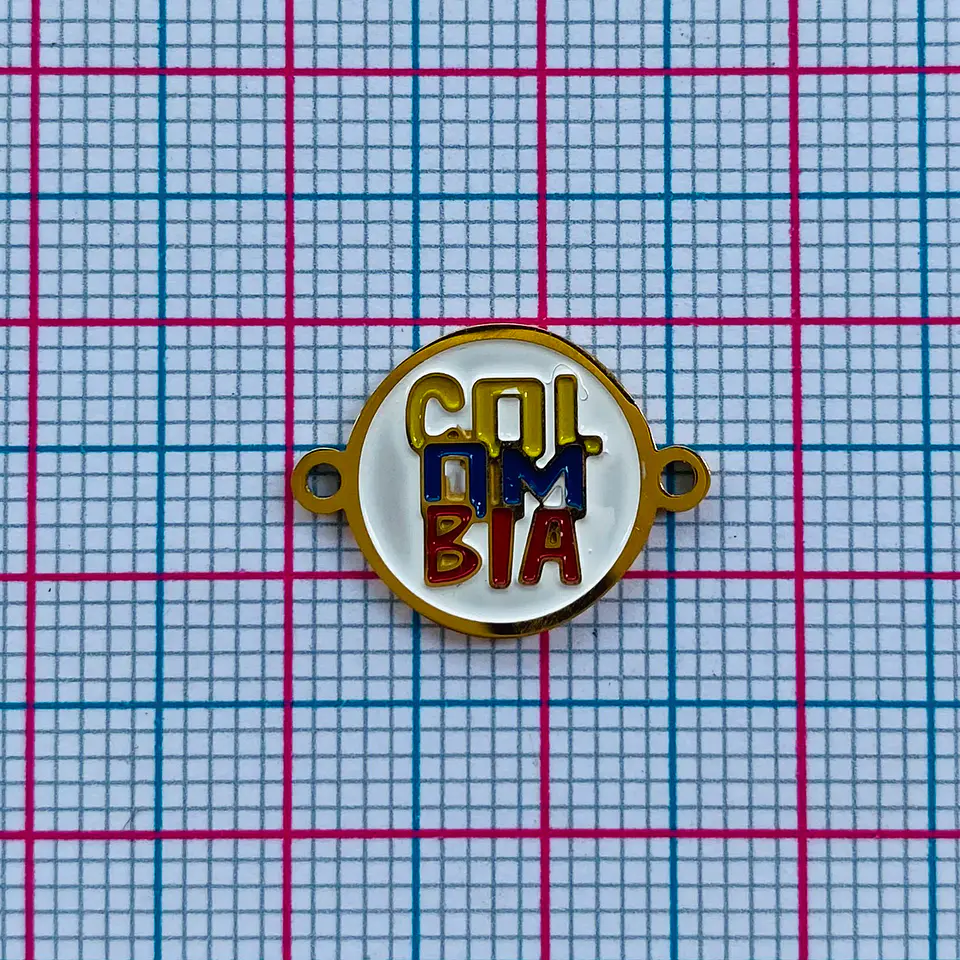 Dije de Dos Argollas Letras Colombia • Acero • 16x12 mm 2