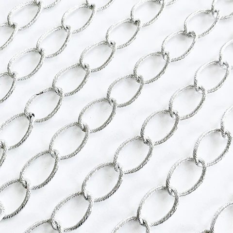 Cadena Eslabón Ovalado Texturizado • Aluminio • 15x20 mm