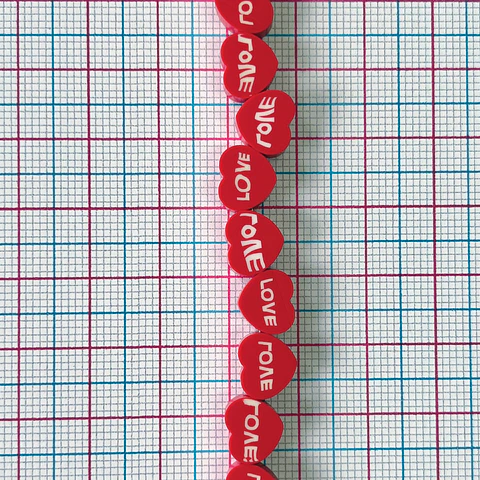 Pasante Corazón Rojo Love • Fimo • 10x10 mm