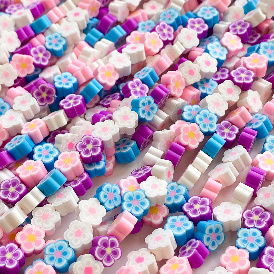 Pasante Flor Tonos Pasteles • Fimo • 10x10 mm 1