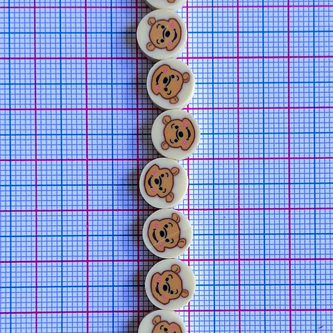 Pasante Disco Osito Tierno Beige • Fimo • 10x10 mm