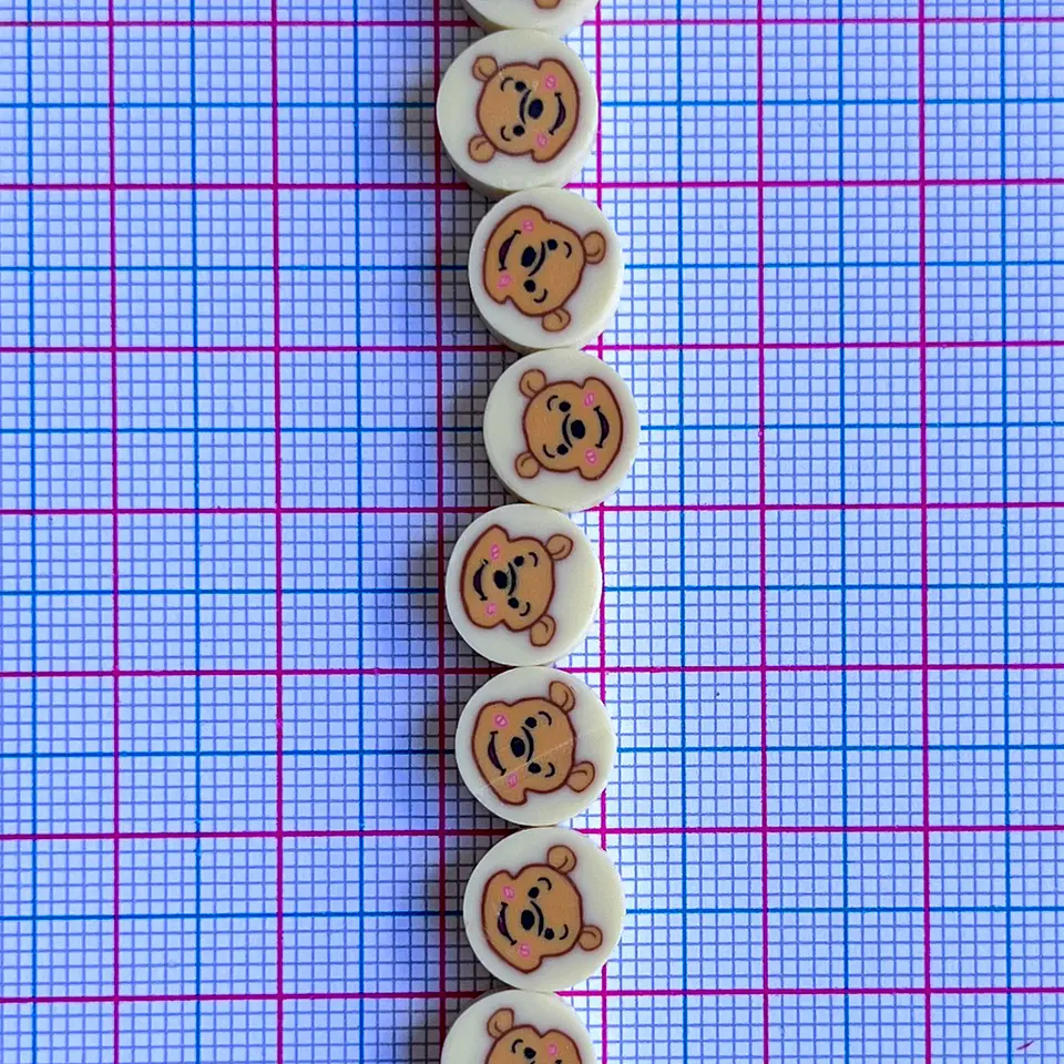 Pasante Disco Osito Tierno Beige • Fimo • 10x10 mm 2