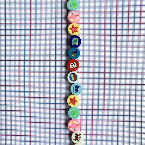 Pasante Disco Marino Playa • Fimo • 10x10 mm