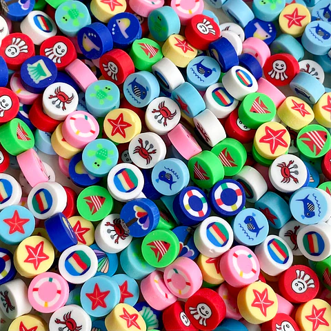 Pasante Disco Marino Playa • Fimo • 10x10 mm