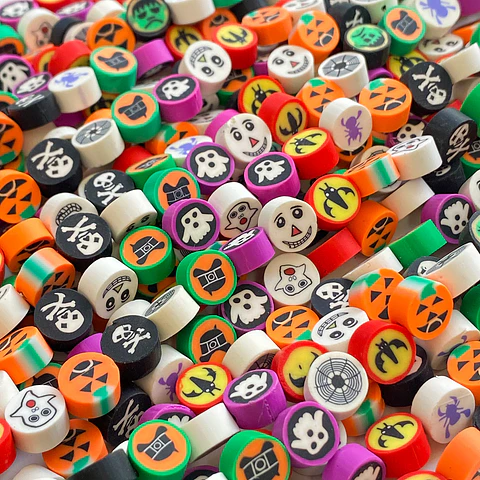 Pasante Disco Temática Halloween • Fimo • 10x10 mm