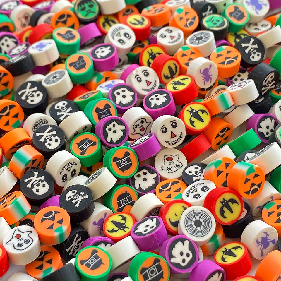 Pasante Disco Temática Halloween • Fimo • 10x10 mm 1