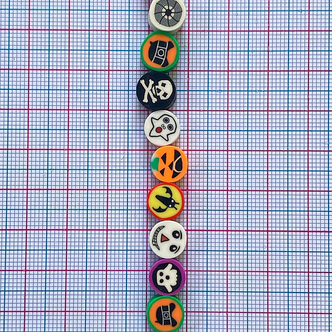 Pasante Disco Temática Halloween • Fimo • 10x10 mm