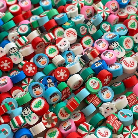 Pasante Disco Navidad • Fimo • 10x10 mm