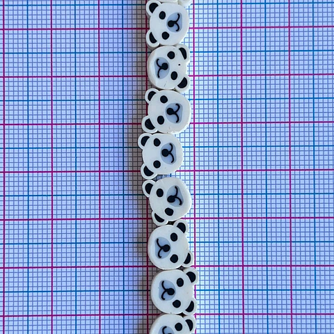 Pasante Cabeza Oso Panda Blanco • Fimo • 10x10 mm