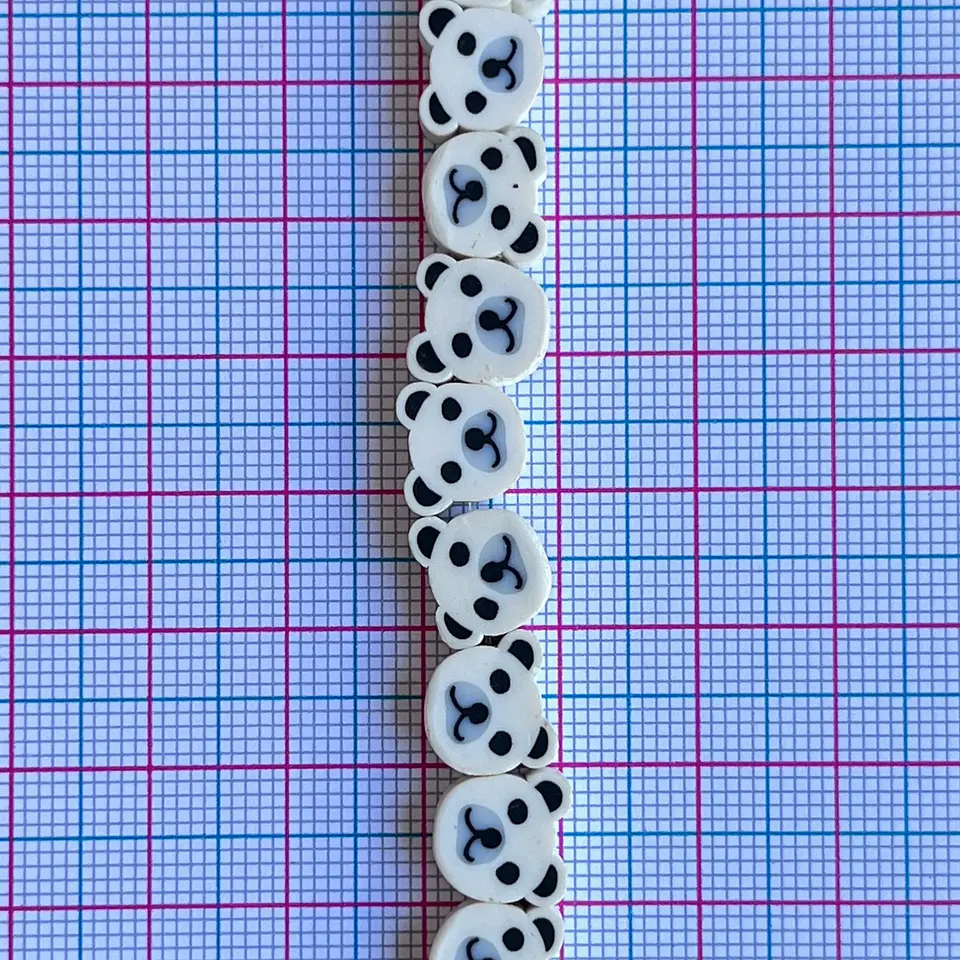 Pasante Cabeza Oso Panda Blanco • Fimo • 10x10 mm 2