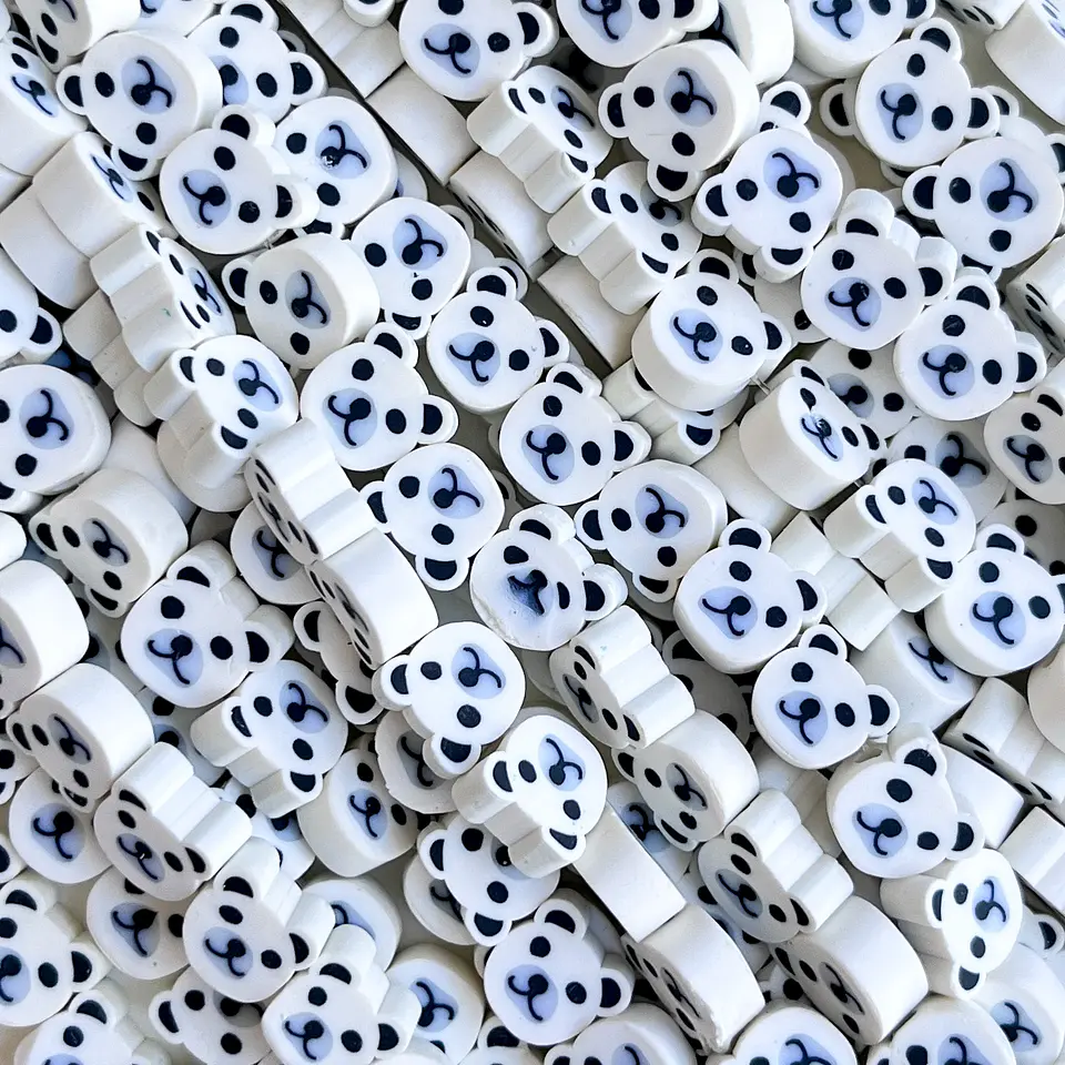 Pasante Cabeza Oso Panda Blanco • Fimo • 10x10 mm 1