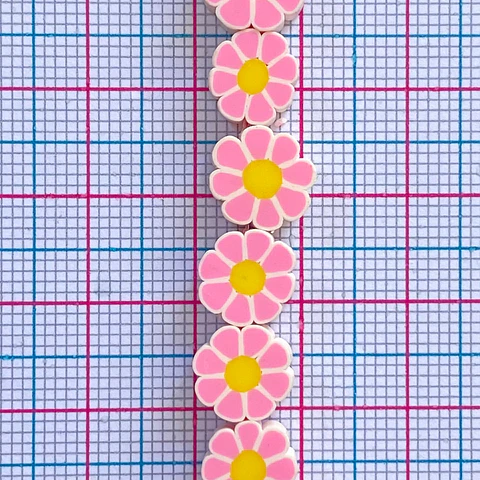 Pasante Margarita Flor Rosa • Fimo • 10x10 mm