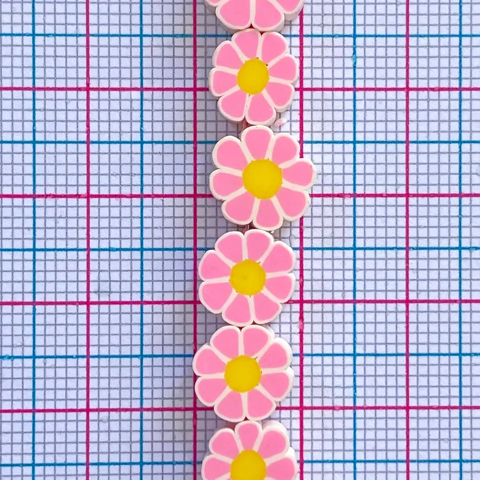 Pasante Margarita Flor Rosa • Fimo • 10x10 mm 2