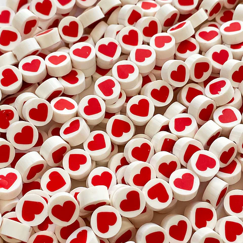 Pasante Disco Corazón Rojo • Fimo • 10x10 mm