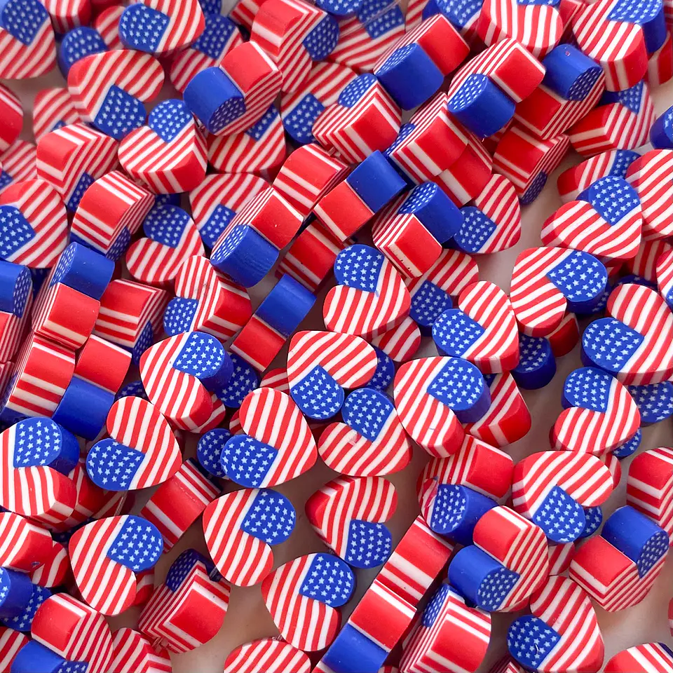 Pasante Corazón Bandera Estados Unidos • Fimo • 10x10 mm 1