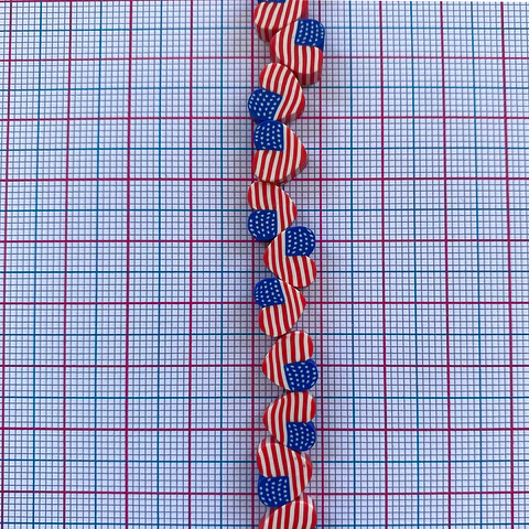 Pasante Corazón Bandera Estados Unidos • Fimo • 10x10 mm