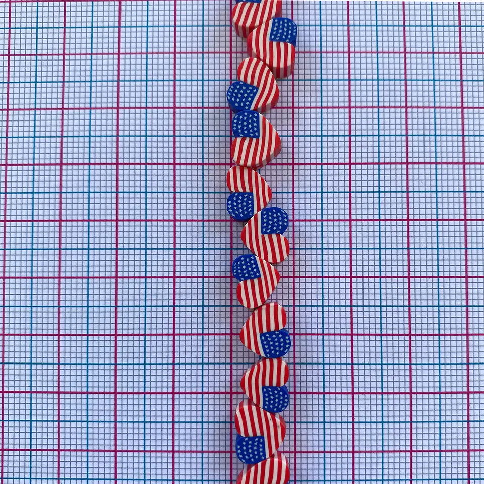 Pasante Corazón Bandera Estados Unidos • Fimo • 10x10 mm 2