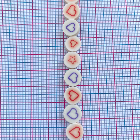 Pasante Disco Corazón y Estrella • Fimo • 10x10 mm