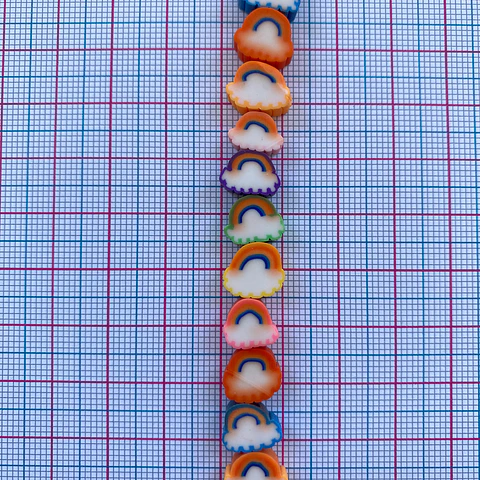 Pasante Nube Arcoíris • Fimo • 10x10 mm
