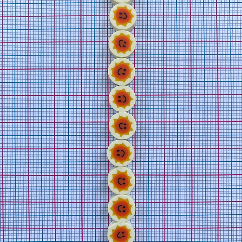 Pasante Disco Sol Sonriente • Fimo • 10x10 mm