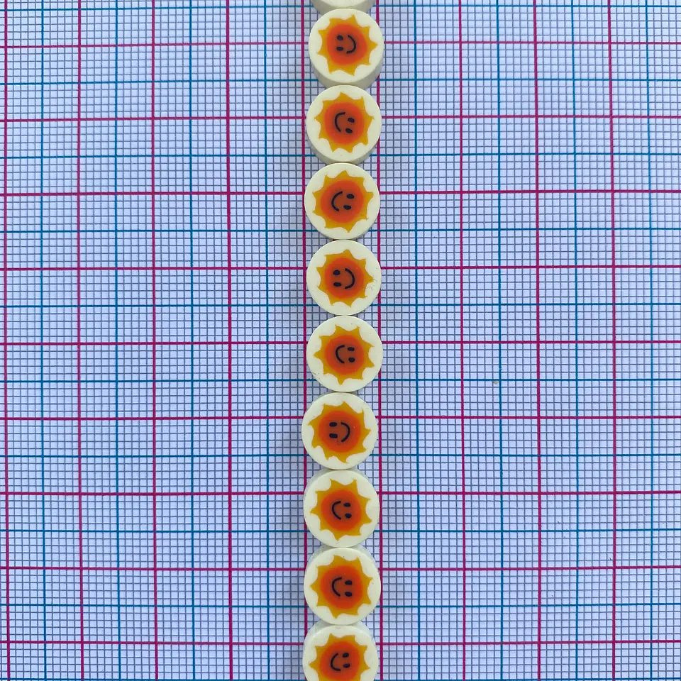 Pasante Disco Sol Sonriente • Fimo • 10x10 mm 2