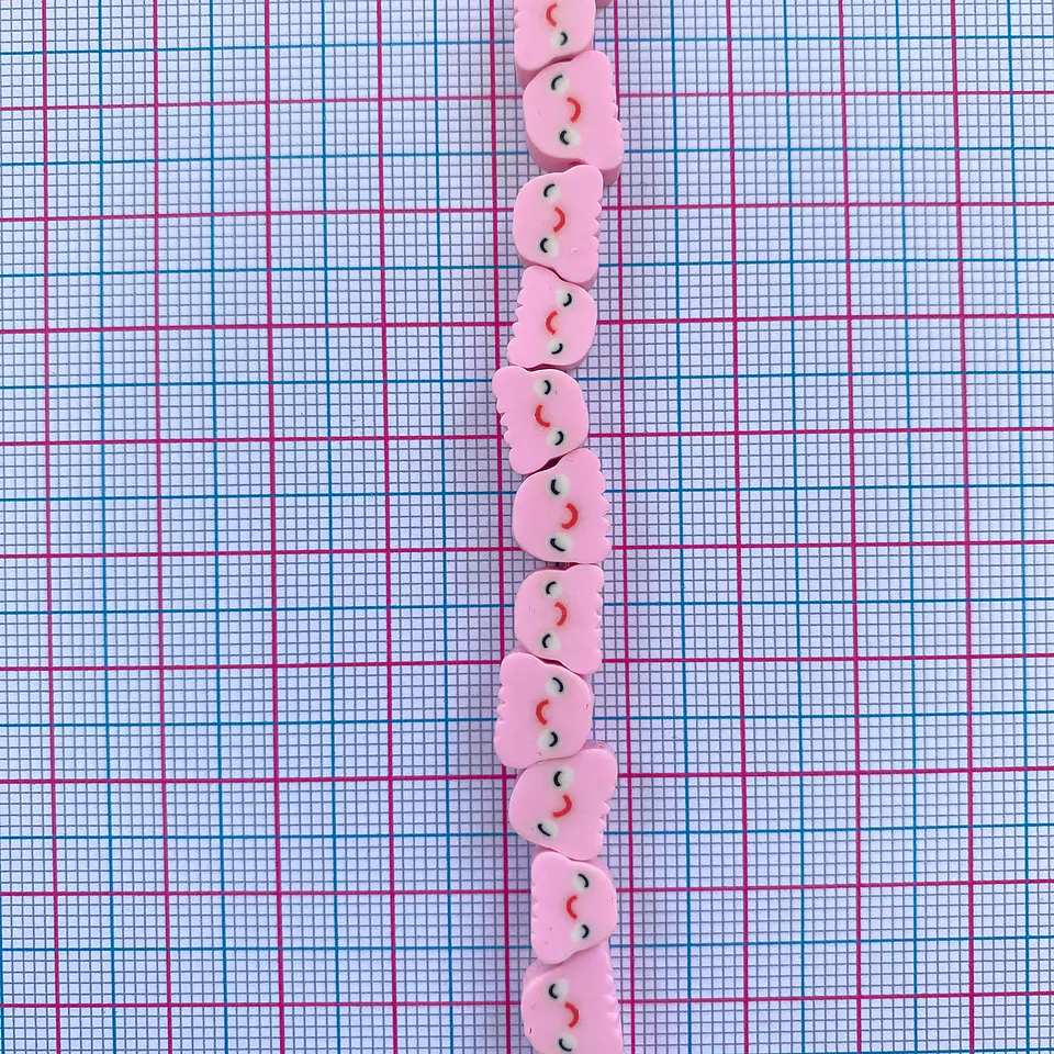 Pasante Fantasma Kawaii Rosa • Fimo • 10x10 mm 2