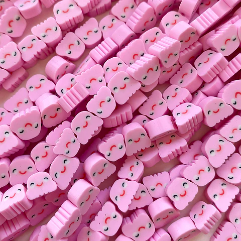 Pasante Fantasma Kawaii Rosa • Fimo • 10x10 mm