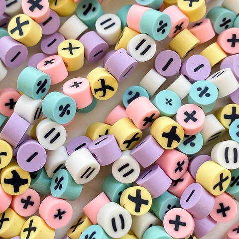 Pasante Cilindro Símbolos Matemáticos • Fimo • 10x10 mm