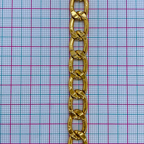 Cadena Eslabón Barbado Ovalado Diamantado • Aluminio • 10x15 mm