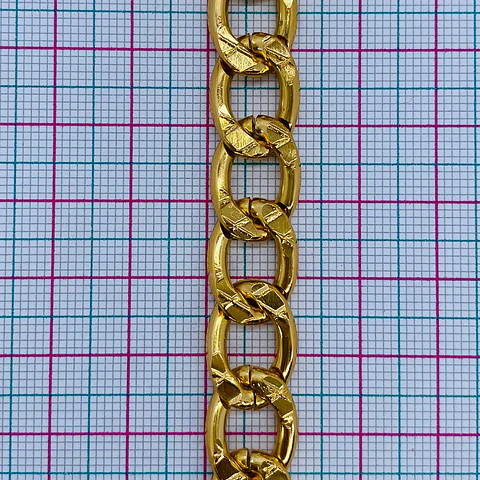 Cadena Eslabón Barbado Ovalado Diamantado • Aluminio • 12x15 mm