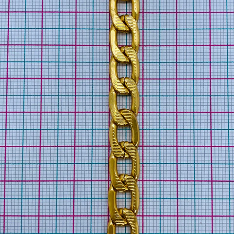 Cadena Eslabón Barbado Ovalado Rayado • Aluminio • 9x14 mm