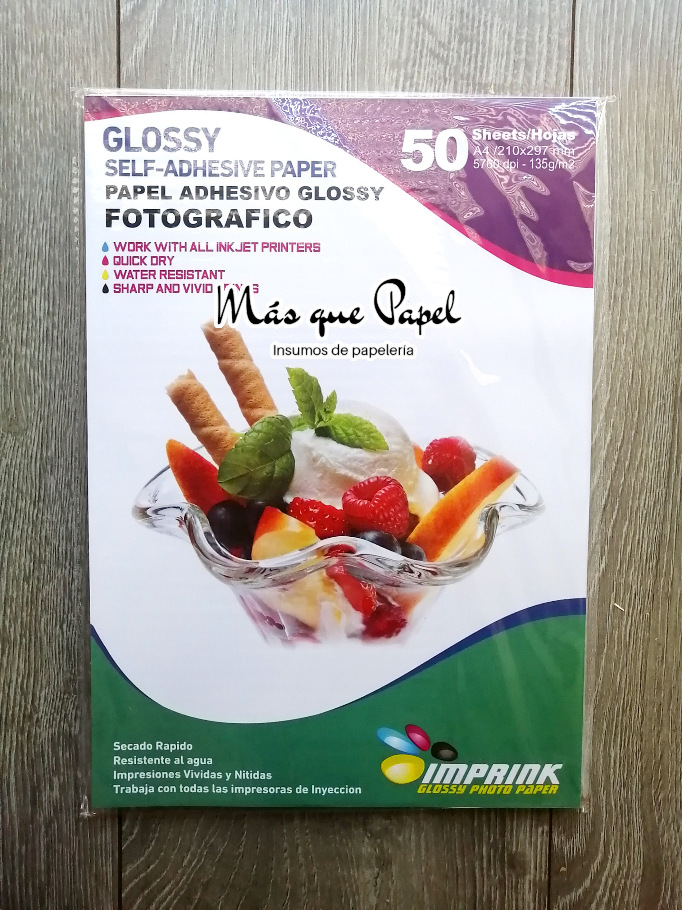 Papel Fotográfico Adhesivo Pegamento extra fuerte Imprink  1