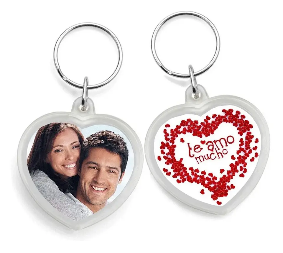 Llavero Acrilico Porta foto Corazón 3