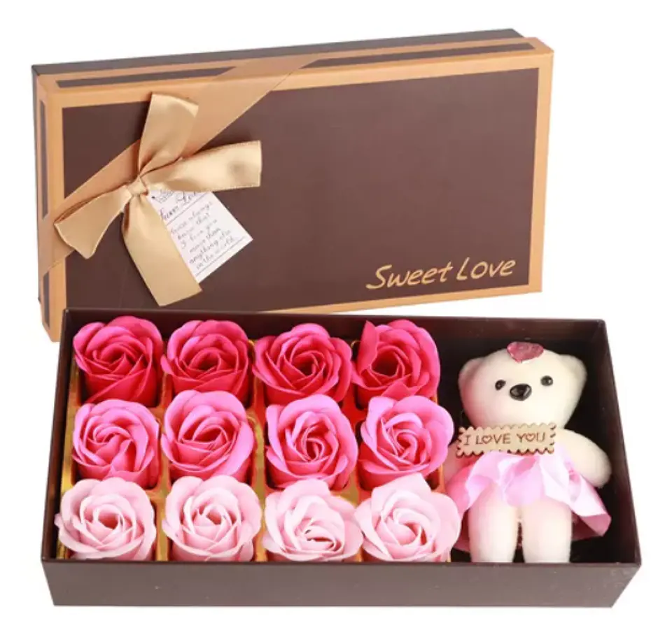 Caja Flores eternas con osito 1