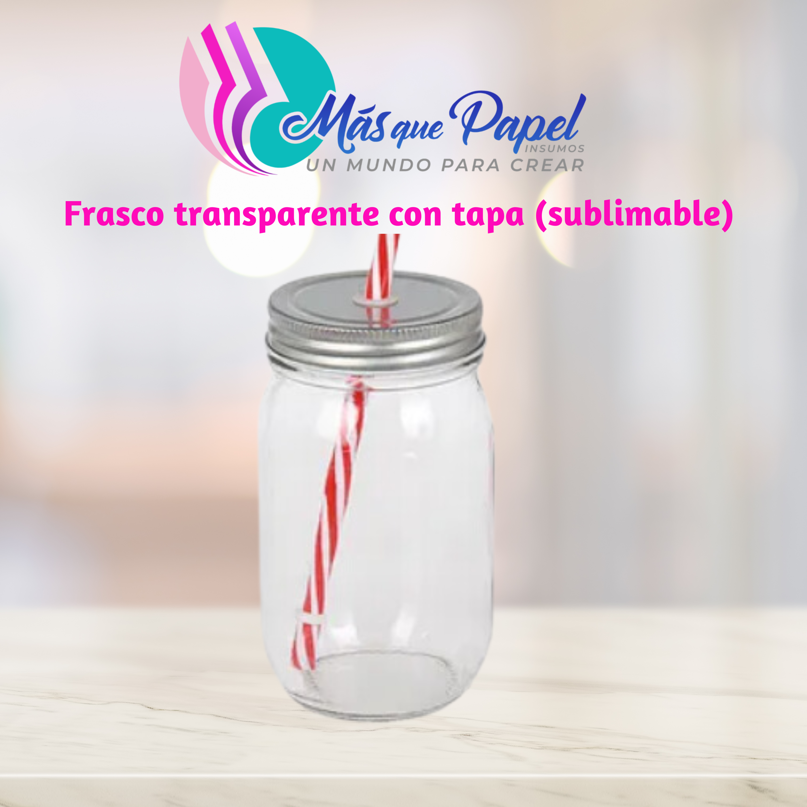 Frasco Jarrito con tapa Transparente (Sublimable) 1